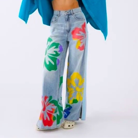 New Urban Outfitters BDG 90s Skater Baggy Jeans Denim Race Track Stripe 26 - Picture 6 of 13